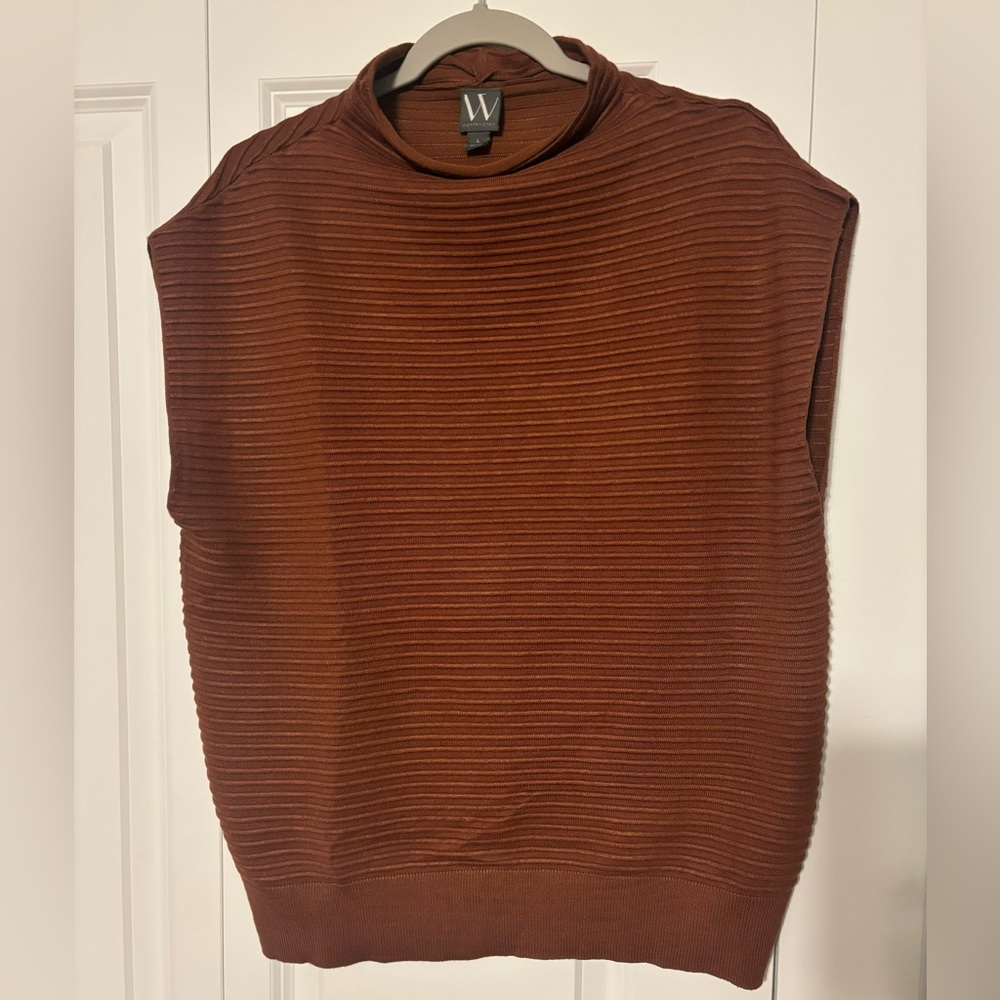 Worthington Ribbed Mock Neck Sleeveless Sweater Size L
